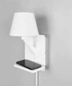 Φωτιστικό Τοίχου Λευκό Ματ COMFORT 1xE14 με USB & Ασύρματο Φορτιστή Trio Lighting – 262670131