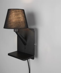 Φωτιστικό Τοίχου Μαύρο Ματ COMFORT 1xE14 με USB & Ασύρματο Φορτιστή Trio Lighting – 262670132