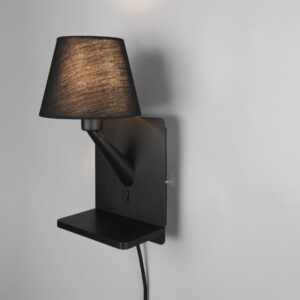 Φωτιστικό Τοίχου Μαύρο Ματ COMFORT 1xE14 με USB & Ασύρματο Φορτιστή Trio Lighting – 262670132