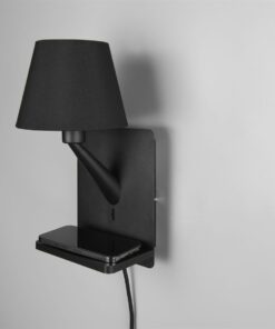 Φωτιστικό Τοίχου Μαύρο Ματ COMFORT 1xE14 με USB & Ασύρματο Φορτιστή Trio Lighting – 262670132