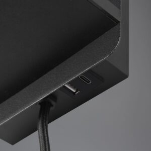 Φωτιστικό Τοίχου Μαύρο Ματ COMFORT 1xE14 με USB & Ασύρματο Φορτιστή Trio Lighting – 262670132