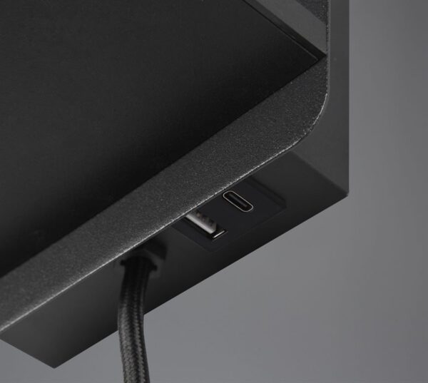 Φωτιστικό Τοίχου Μαύρο Ματ COMFORT 1xE14 με USB & Ασύρματο Φορτιστή Trio Lighting – 262670132