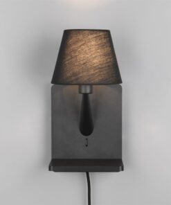 Φωτιστικό Τοίχου Μαύρο Ματ COMFORT 1xE14 με USB & Ασύρματο Φορτιστή Trio Lighting – 262670132