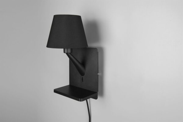 Φωτιστικό Τοίχου Μαύρο Ματ COMFORT 1xE14 με USB & Ασύρματο Φορτιστή Trio Lighting – 262670132