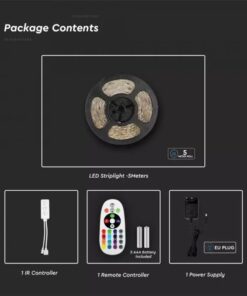 Wi-Fi Σετ 5 μέτρα Ταινίας LED 4W V-TAC IP65 Πολύχρωμη RGB+3000K-6400K Συμβατή Με Amazon Alexa & Google Home – 2628