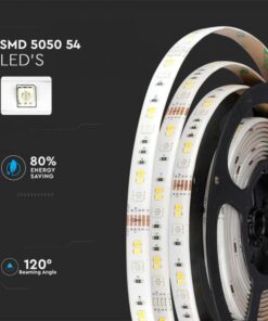 Wi-Fi Σετ 5 μέτρα Ταινίας LED 4W V-TAC IP65 Πολύχρωμη RGB+3000K-6400K Συμβατή Με Amazon Alexa & Google Home – 2628