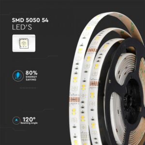 Wi-Fi Σετ 5 μέτρα Ταινίας LED 4W V-TAC IP65 Πολύχρωμη RGB+3000K-6400K Συμβατή Με Amazon Alexa & Google Home – 2628
