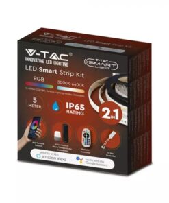 Wi-Fi Σετ 5 μέτρα Ταινίας LED 4W V-TAC IP65 Πολύχρωμη RGB+3000K-6400K Συμβατή Με Amazon Alexa & Google Home – 2628