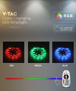 Wi-Fi Σετ 5 μέτρα Ταινίας LED 4W V-TAC IP65 Πολύχρωμη RGB+3000K-6400K Συμβατή Με Amazon Alexa & Google Home – 2628