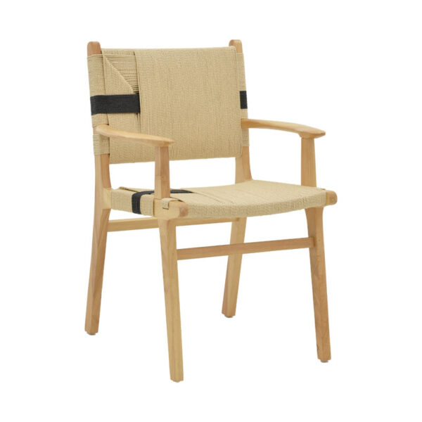 Armchair Olivier pakoworld natural black beech wood-natural rope 62x60x85cm 263-000005