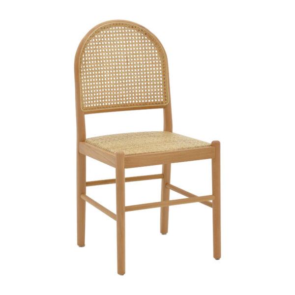 Chair Alessia pakoworld natural beech wood- rattan natural 43x40x89cm 263-000010