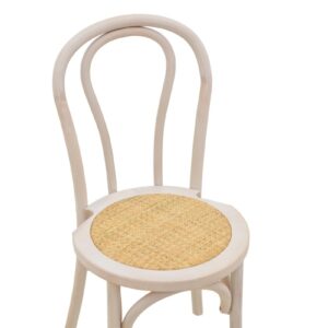 Καρέκλα Azhel pakoworld white wash ξύλο οξιάς-έδρα φυσικό rattan 41x50x89εκ 263-000018