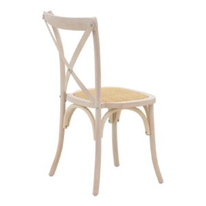 Καρέκλα Dylon pakoworld στοιβαζόμενη white wash ξύλο οξιάς-έδρα φυσικό rattan 48x52x89εκ 263-000021PW