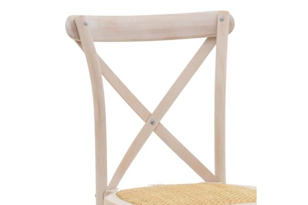 Καρέκλα Dylon pakoworld στοιβαζόμενη white wash ξύλο οξιάς-έδρα φυσικό rattan 48x52x89εκ 263-000021PW