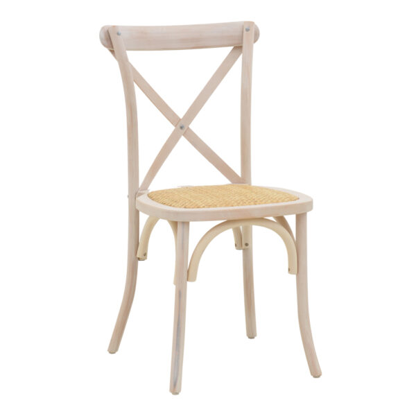 Καρέκλα Dylon pakoworld στοιβαζόμενη white wash ξύλο οξιάς-έδρα φυσικό rattan 48x52x89εκ 263-000021PW
