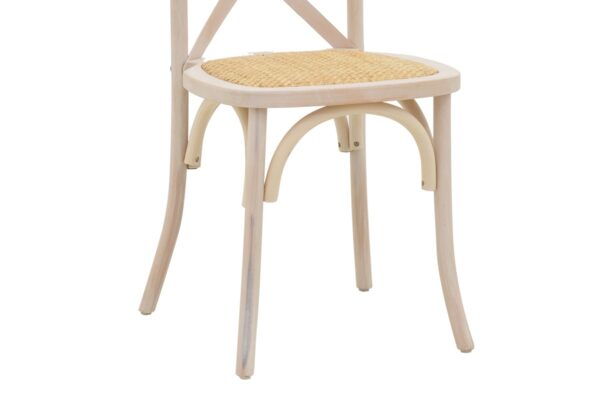 Καρέκλα Dylon pakoworld στοιβαζόμενη white wash ξύλο οξιάς-έδρα φυσικό rattan 48x52x89εκ 263-000021PW