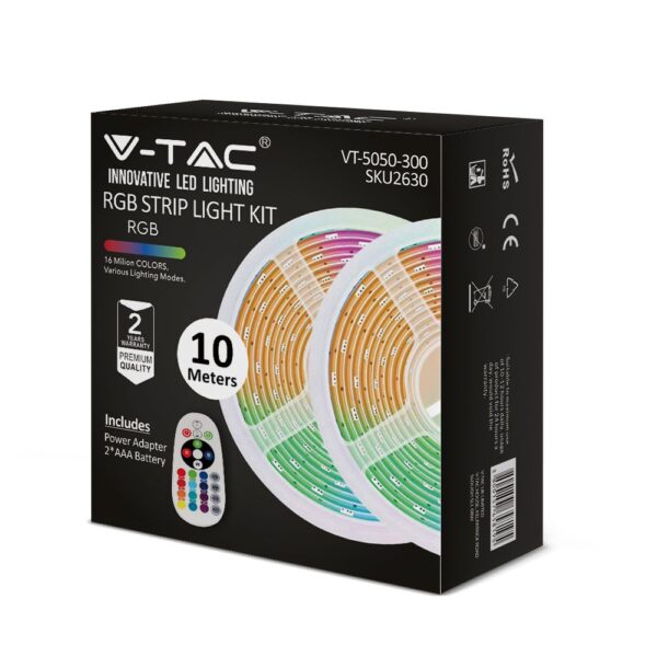 Σετ (2×5 μέτρα) Εύκαμπτης Ταινίας LED 4.8W V-TAC IP20 Πολύχρωμη RGB - 2630