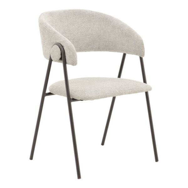 Chair Rachele pakoworld light grey fabric-black metal leg 52x53x83cm 264-000001