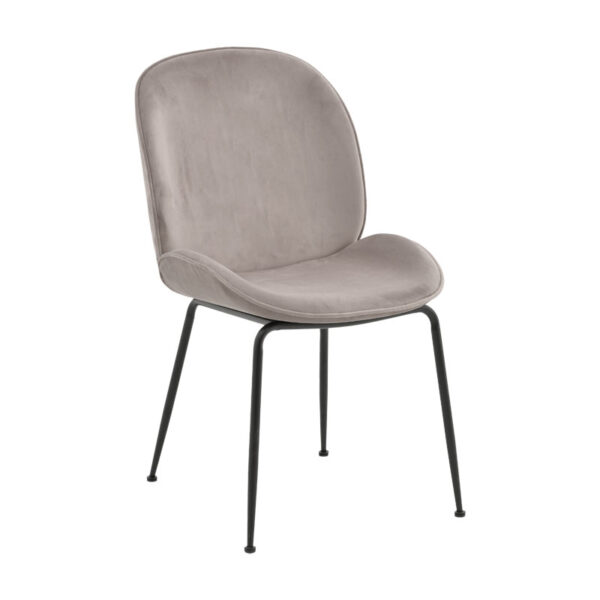 Chair Adelaide pakoworld velvet grey-black metal leg 47x64x88cm 264-000008