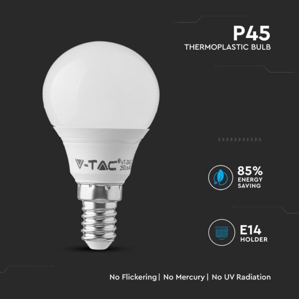 LED Λάμπα E14 P45 4.5W V-TAC Samsung Chip High Lumen Θερμό Λευκό 3000K – 264