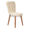 Chair Sonora I pakoworld velvet ivory-walnut leg 266-000003