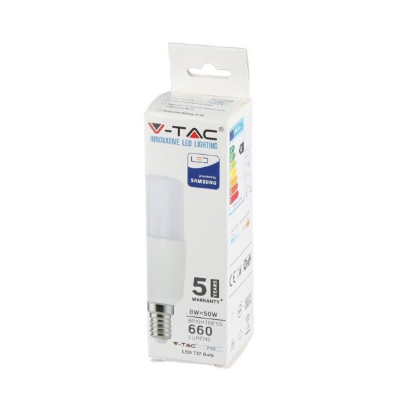 LED Λάμπα E14 T37 8W V-TAC Samsung Chip Θερμό Λευκό 3000K – 267