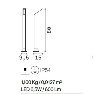 IDEAL LUX Φωτιστικό Κολωνάκι Κήπου AGOS LED 6.5W 4000K IP54 Χρώματος Ανθρακί – 268422