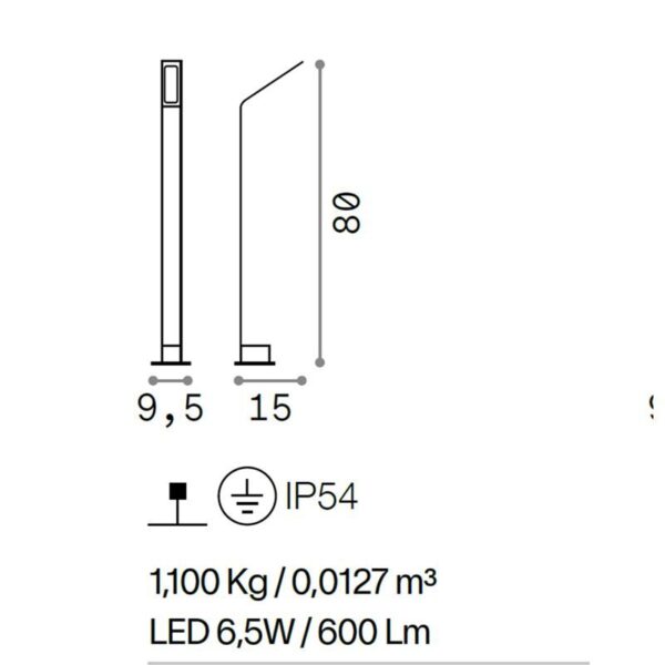IDEAL LUX Φωτιστικό Κολωνάκι Κήπου AGOS LED 6.5W 4000K IP54 Χρώματος Ανθρακί – 268422