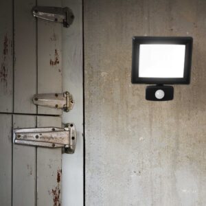 IDEAL LUX Προβολέας Τοίχου FLOOD LED 20W 4000K IP65 Αισθητήρα Κίνησης και Χρονοδιακόπτη Μαύρου Χρώματος – 269092
