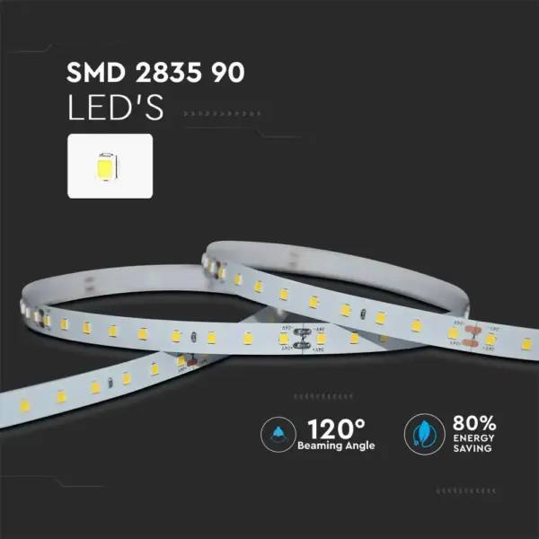 LED Ταινία 4W V-TAC Dimmable 24V 800lm/m CRI >90 Θερμό 3000K 5 Μέτρα – 2696