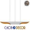 GloboStar® ARTICA 01305 Μοντέρνο Κρεμαστό Φωτιστικό Οροφής Δίφωτο 2 x E27 Λευκό Χρυσό Μεταλλικό Μ60 x Π6 x Υ6cm