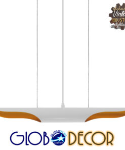 GloboStar® ARTICA 01305 Μοντέρνο Κρεμαστό Φωτιστικό Οροφής Δίφωτο 2 x E27 Λευκό Χρυσό Μεταλλικό Μ60 x Π6 x Υ6cm