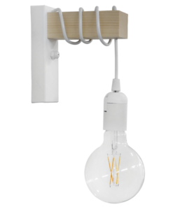 Φωτιστικό τοίχου E27ΑΡ SQUARE Λευκό Απλίκα Ξύλο Heronia – 31-1228