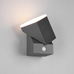 Φωτιστικό Τοίχου Trio Lighting AVON  LED, 7W ·  800lm, 3000K Ανθρακί Χυτό Αλουμίνιο, περιστρεφόμενο, με αισθητήρα φωτός και κίνησης IP54 – 270669142