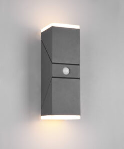 Φωτιστικό Τοίχου Trio Lighting AVON 2x SMD LED, 7W · 1600lm, 3000K Ανθρακί Χυτό Αλουμίνιο, Αισθητήρας κίνησης και φως, Περιστρεφόμενο, Πάνω και κάτω φωτισμός IP54 – 270669242