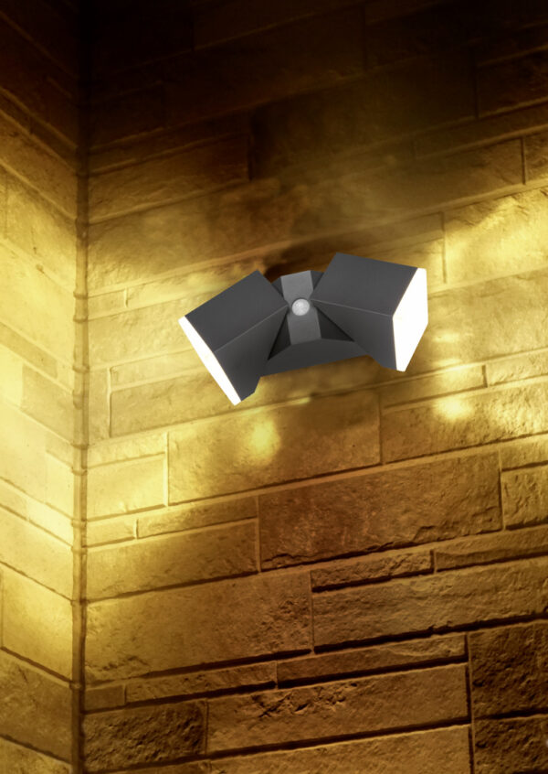 Φωτιστικό Τοίχου Trio Lighting AVON 2x SMD LED, 7W · 1600lm, 3000K Ανθρακί Χυτό Αλουμίνιο, Αισθητήρας κίνησης και φως, Περιστρεφόμενο, Πάνω και κάτω φωτισμός  IP54 – 270669242