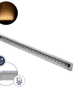 GloboStar® UNDERGROUND-PASSAGGIO 90196 Χωνευτό Φωτιστικό Wall Washer Δαπέδου LED 24W 2160lm 10° DC 24V Αδιάβροχο IP68 με Ρυθμιζόμενη Γωνία Φωτισμού L108 x W9 x H7.5cm Θερμό Λευκό 2700K – Ανοξείδωτο Ατσάλι – 3 Years Warranty