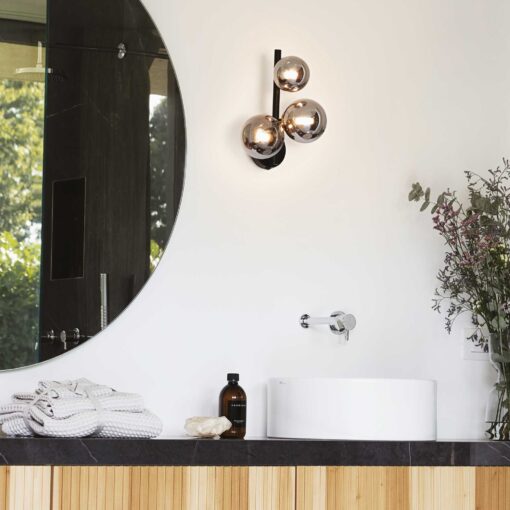 IDEAL LUX Επιτοίχιο Φωτιστικό PERLAGE 3xG9 Μαύρου Χρώματος – 271439