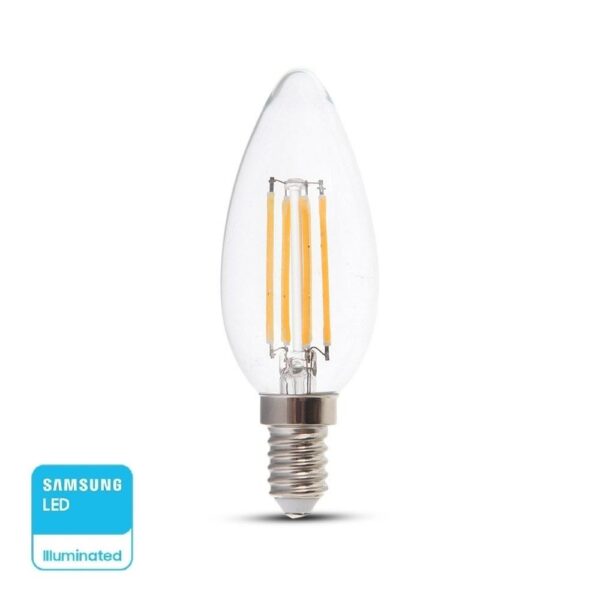 LED Λάμπα E14 Κεράκι 4W Dimmable Filament V-TAC PRO Samsung Chip 300° 350lm Θερμό Λευκό 2700K – 278