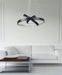 GloboStar® NEMESIS TRIO 61167-DECO Κρεμαστό Φωτιστικό Δαχτυλίδι-Κύκλος LED CCT 100W 12123lm 360° AC 220-240V – Εναλλαγή Φωτισμού μέσω Τηλεχειριστηρίου All In One Ψυχρό 6000k+Φυσικό 4500k+Θερμό 2700k Dimmable Φ25+40+60cm – Μαύρο – 3 Years Warranty