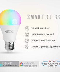 Wi-Fi Λάμπα LED 10W E27 A60 V-TAC Smart Home 200° 806lm 2700K-6400K+RGB – 2751