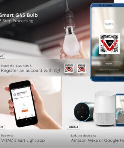 Wi-Fi Λάμπα LED 4.5W E27 G45 V-TAC Smart Home 180° 470lm 2700K-6400K+RGB – 2755