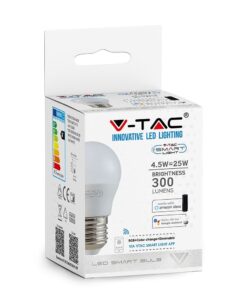 Wi-Fi Λάμπα LED 4.5W E27 G45 V-TAC Smart Home 180° 470lm 2700K-6400K+RGB – 2755