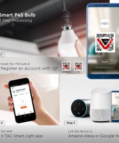 Wi-Fi Λάμπα LED 4.8W E14 P45 V-TAC Smart Home 180° 450lm 2700K-6400K+RGB – 212756