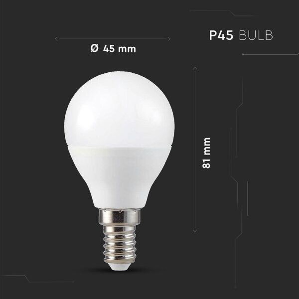 Wi-Fi Λάμπα LED 4.8W E14 P45 V-TAC Smart Home 180° 450lm 2700K-6400K+RGB – 212756