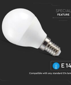 Wi-Fi Λάμπα LED 4.8W E14 P45 V-TAC Smart Home 180° 450lm 2700K-6400K+RGB – 212756