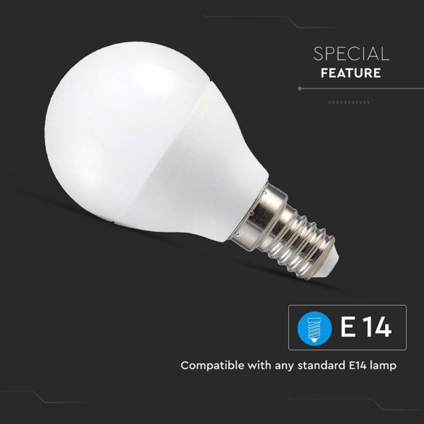 Wi-Fi Λάμπα LED 4.8W E14 P45 V-TAC Smart Home 180° 450lm 2700K-6400K+RGB – 212756