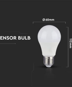 LED Λάμπα E27 A60 9W 200° 806lm V-TAC με Αισθητήρα Κίνησης Θερμό 3000K V-TAC – 2760