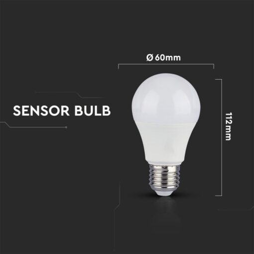 LED Λάμπα E27 A60 9W 200° 806lm V-TAC με Αισθητήρα Κίνησης Θερμό 3000K V-TAC – 2760