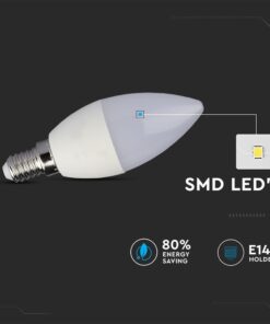 LED Λάμπα E14 Κερί με Τηλεχειριστήριο RF 3.5W V-TAC 200° 320lm RGB+Φυσικό 4000K – 2770